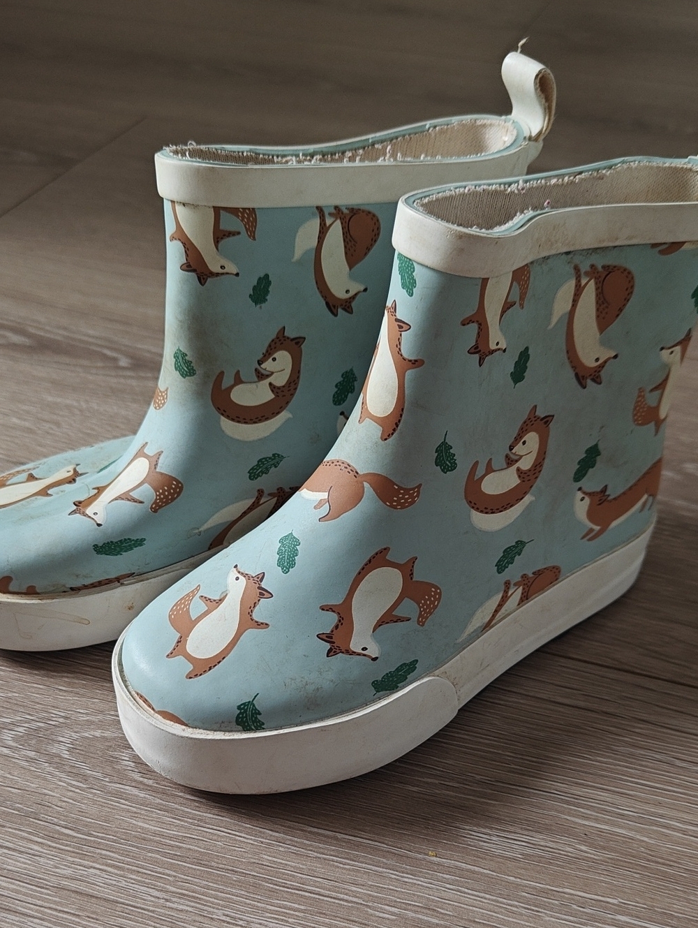 H&M Toddler 8.5 Kids Fox Print Rain Boots - Light Blue